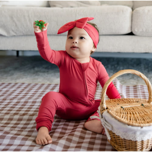 Larkspur Baby | Romper Pajamas | Convertible Footed Romper in Berry Kiss