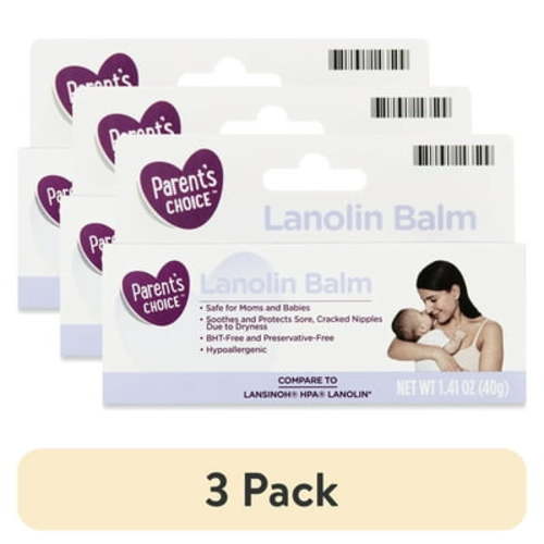 (3 pack) Parent's Choice Lanolin Nipple Balm for Breastfeeding Mothers, 1.41 oz