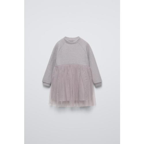 SOFT TOUCH TULLE DRESS - Light gray | ZARA United States
