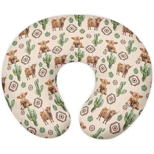 Cow Print Pillow Covers Fits u-Shaped Nursing Pillows Western Nursing Pillow Slipcovers with Zipper Feeding Pillow Cove,Aztec Cow Print Brown