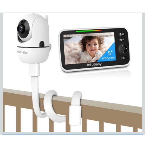 HelloBaby Baby Monitor No WiFi with Mount, 5'' IPS Screen and 30-Hour Battery Life with VOX Mode, Baby Monitor with Camera and Audio, Portable Travel Hello Baby Monitor with Flexible Mount