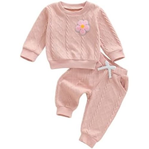 BULINGNA Toddler Baby Girl Fall Winter Clothes Outfit Long Sleeve Flower Crewneck Sweatshirt Joggers Pants Outfits Set