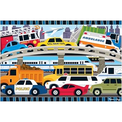 Melissa & Doug Traffic Jam Jumbo Jigsaw Floor Puzzle (24 pcs, 2 x 3 feet long) - FSC Certified