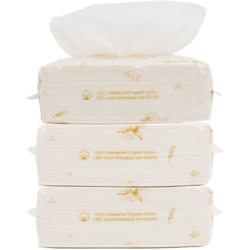 Organic Cotton Dry Baby Wipe For Sensitive Skin - Cashmere Feel, Wet and Dry Dual Use for Baby and Adult Skin Care and Daily Use(3 packs, 100 Wipes/Packs)