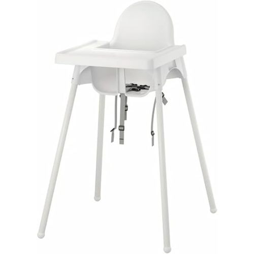 Highh-Chair with Tray, White/White
