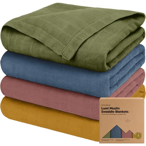 Corals 4-Pack Organic Muslin Swaddle Blankets - Unisex Baby Swaddle Blankets for Newborns