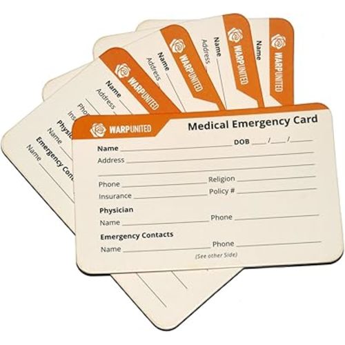 5-Pack Designer Medical Information Alert Emergency ID Card Stock 40pt Paper with Sheath 2.1 x 3.4 inch Credit Card Size for Wallet