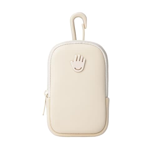 Touchland Touchette Zippered Pouch, Attachable Fashion Accessory with Snap Hook Hand Sanitizers 1FL. OZ., Ivory