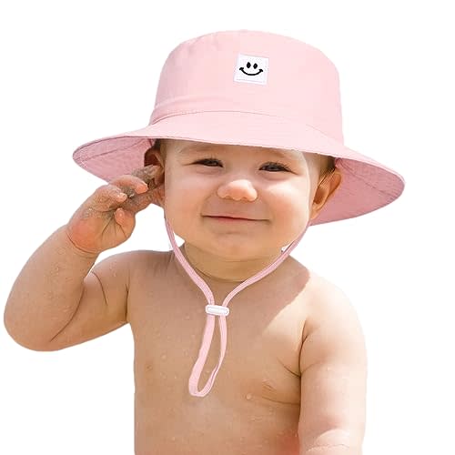 Baby Sun Hat, Newborn Toddler Foldable Beach Hat UPF 50+ Sun Protection Bucket Hat for Boys Girls Adjustable Cap