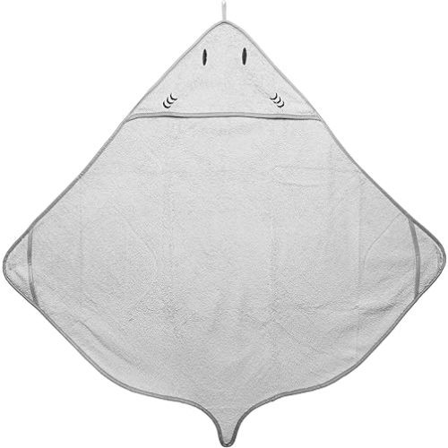Ubbi Baby Hooded Bath Towel, Ultra Soft and Absorbent French Terry Cotton, Perfect Baby and Toddler Gift, Gray Stingray