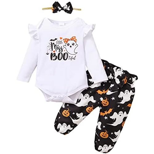 DISAUR Baby Girls Clothes Newborn Infant Baby Girls Outfit Long Sleeve Ruffle Romper Floral Pants Headband Sets 0-18 Months