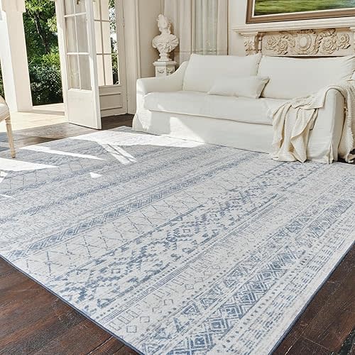Area Rugs for Living Room - 6x9 Machine Washable Boho Moroccan Rug Distressed Neutral Carpet Non Slip Soft Indoor Rug for Bedroom Dining Room Playroom Office