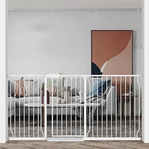Fairy Baby Extra Wide Baby Gates 71.7-76.3 Inch, Auto Close Child Safety Gates for Stairs Banister Doorways Hallway,Indoor Safety Child Gates for Kids or Pets