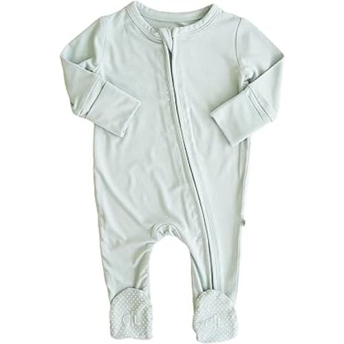 Caden Lane Zippered Baby Footie Pajamas, Soft Onesie Bodysuit with Feet & Double Zipper for Easy Diaper Change, Infant, and Toddler Footed One-Piece Jumpsuit, Lily Pad Green, 6-12 Months