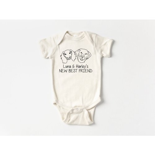 New Best Friend Onesie®, Dog Lover Gift, Personalized Dog Name Onesie®, Dog Name Onesie®, Baby Shower Gift, Dog Lover Shirt,