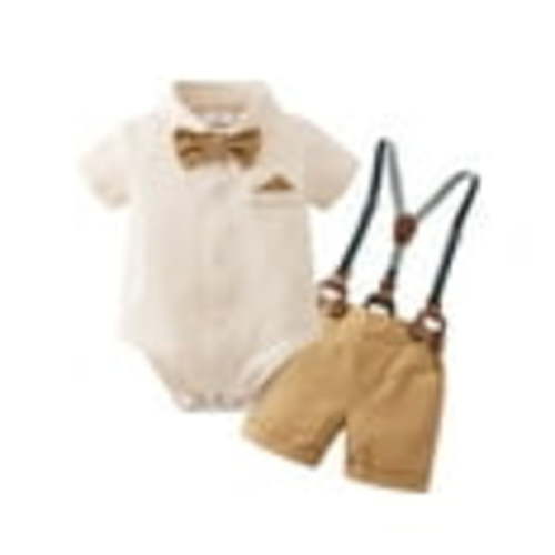 CARETOO Baby Boy Clothes Suit Romper Shorts Suspender Trousers Pants Bowtie Hat Gentleman Outfits