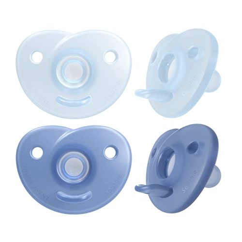 Philips AVENT Soothie Heart Pacifier, Blue/Light Blue, 0-3 Months, 4 Pack, SCF099/41 - 0-3m