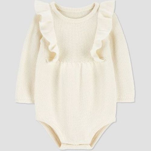 Carter's Just One You® Baby Girls' Ruffle Sweater Bubble Romper - Cream 12M