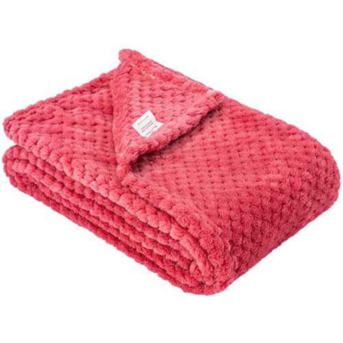 Fuzzy Blanket or Fluffy Blanket for Baby, Soft Warm Cozy Coral Fleece Toddler, Infant or Newborn Receiving Blanket for Crib, Stroller, Travel, Decorative (28Wx40L, XS-Raspberry)