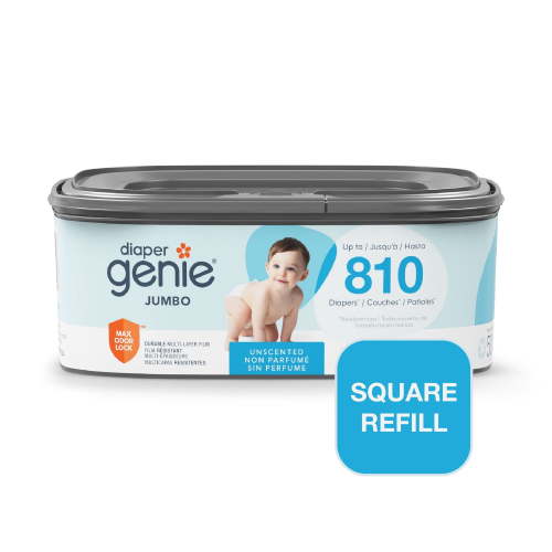 Diaper Genie Jumbo Square Refill Unscented Holds Up to 810 Newborn Diapers Blue Odor Capacity