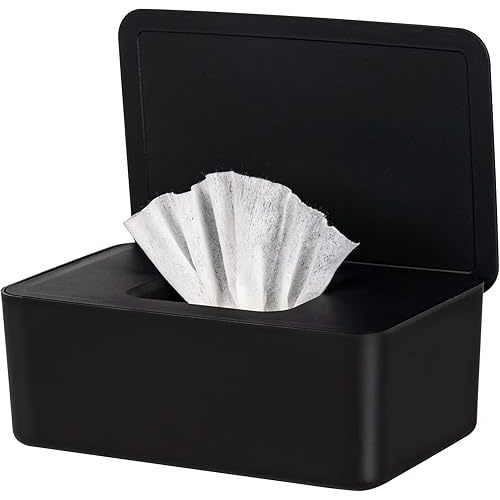 Baby Wipes Dispenser, Wipe Holder for Baby & Adult,Keeps Wet Tissue Fresh, Non-Slip Wipes Case, Flushable Wipe Container with Sealing Design Lid