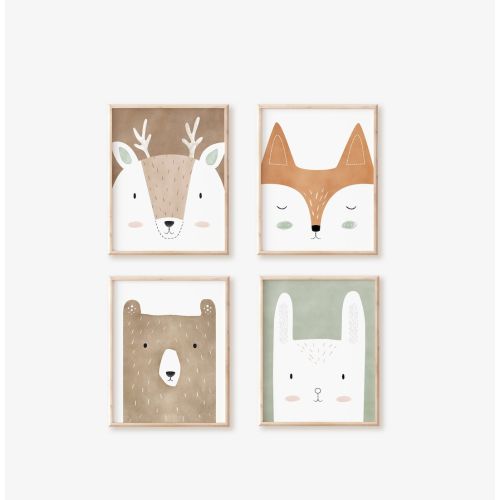 woodland art prints, woodland nursery decor, woodland animals print, woodland art for kids room, woodland nursery art, nursery prints