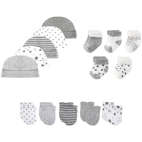 15 Pack Unisex New Born Boy Girls Hats Mittens Socks Sets Cotton Soft Infant Accessory 0-6 Months Baby Essentials