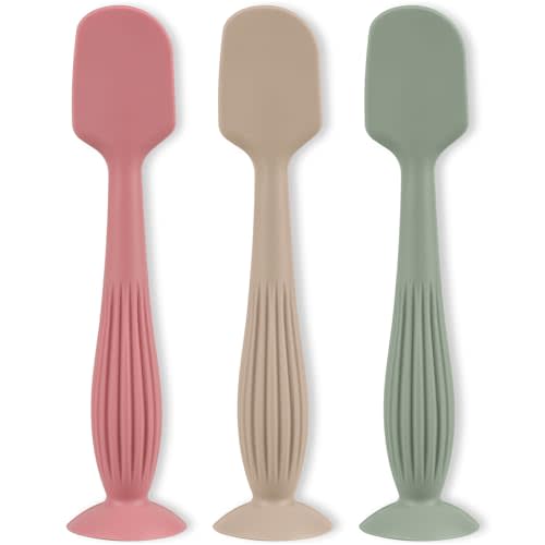 3 Pieces Diaper Cream Applicator Set - Soft Silicone Baby Butt Brush with Suction Base, Baby Butt Spatula, Full Size - Newborn Baby Essentials (Color 2)