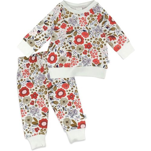HonestBaby 2-Pack Crewneck Sweatshirt and Sweatpant Set 100% Organic Cotton for Toddler, Baby Boys, Girls