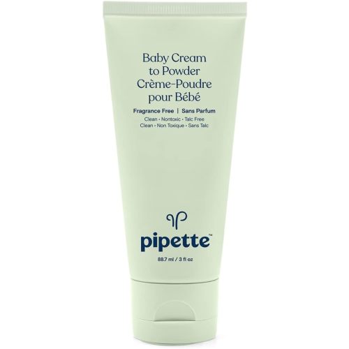 Pipette Baby Cream to Powder - Talc-Free Baby Powder, Keep Baby's Skin Happy, Squalane Helps Restore The Natural Balance of Baby’s Skin, Fragrance Free, 3 oz