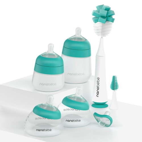 Exclusive Nanobebe Teal Early Essentials Anti-Colic Baby Bottle Gift Set | Newborns & Infants