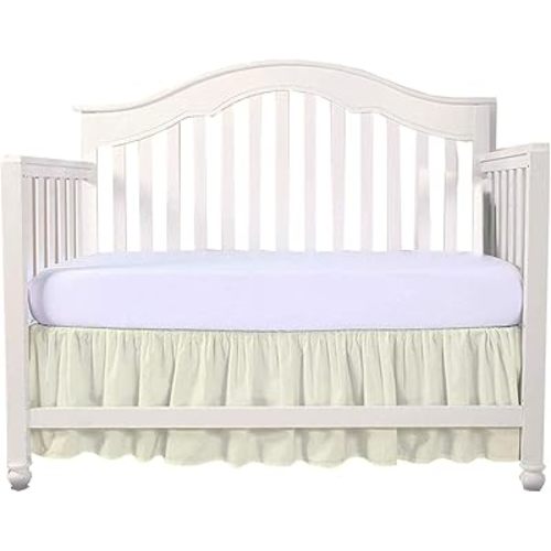 Cottington Lane Ivory Infrant Crib Bed Skirt Dust Ruffle with Split Corner, 100% Natural Cotton Nursery Crib Toddler Bedding Skirt for Baby Girls or Boy, Fits Standard Cribs 28" x 52" with 14" Drop