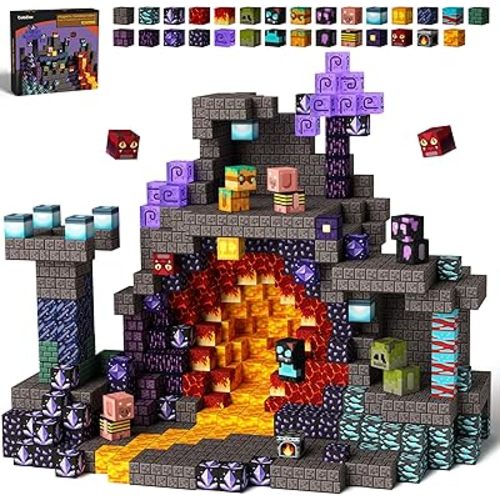 GobiDex 100PCS Magnetic Building Blocks Game-Based Build Magwonder Cave World with Magnet Construction Toys STEM Sensory Gift for Boys Girls Birthday