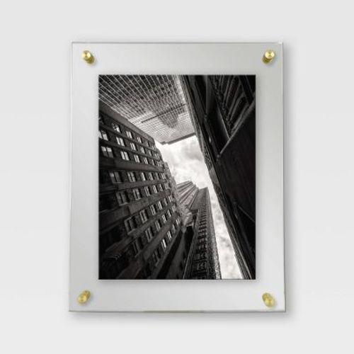 11" x 14" Acrylic Frame Clear - Threshold™: Modern Wall Mount, Brass Hardware