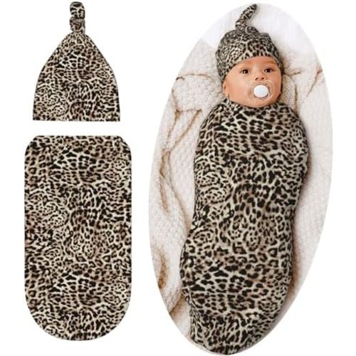 Newborn Swaddle Blankets Baby Stuff Soft Swaddle Swaddling Blanket With Beanie Sets Gifts For Infant Boys Girls