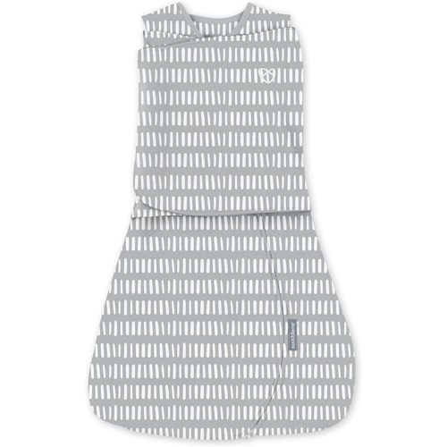 Ingenuity by SwaddleMe Arms Free Convertible Baby Swaddle, Size 3-6 Months, 14-18 Pounds, Arms Swaddled in or Out, 1.0 TOG - Dashed Lines