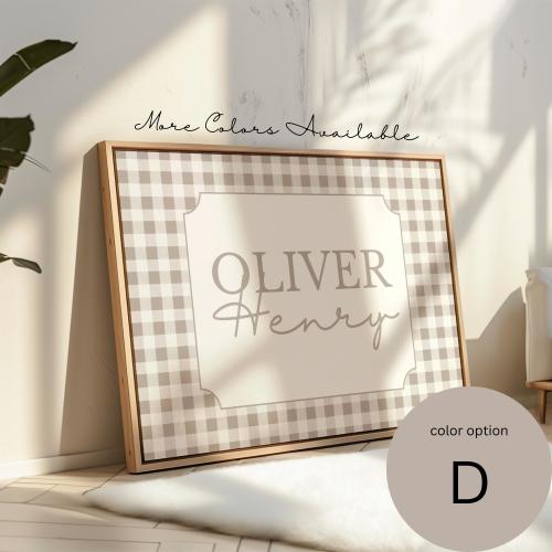 Personalized Gingham Nursery Name Print – Baby Boy Decor