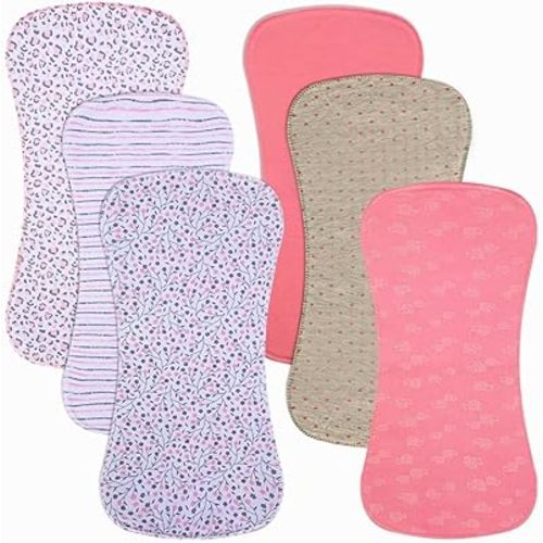 6 Pack Cotton Baby Burp Cloths Extra Absorbent Soft for Baby Boys and Girls