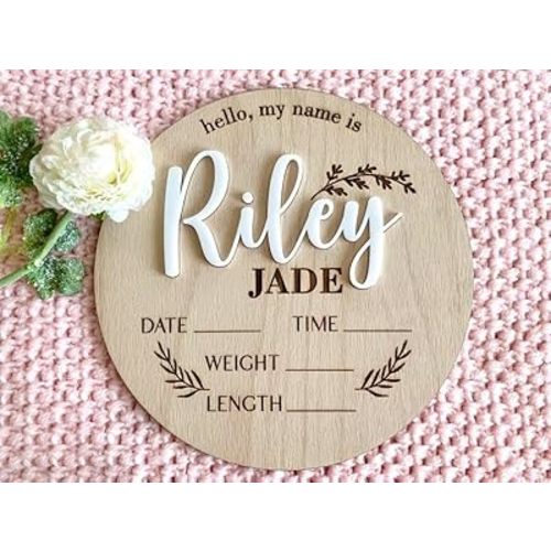 Personalized Baby Name Signs for Nursery, Photo Prop, Birth Announcement Sign for Hospital, Baby Welcome Signs, Hello World Newborn Sign Boy, or Gender Reveal Keepsake