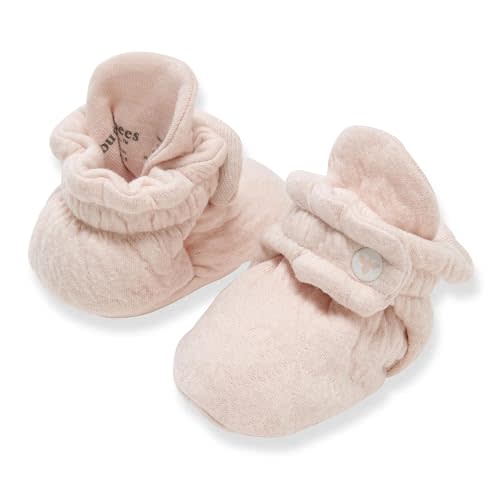 Burt’s Bees Baby Adjustable Baby Booties, 100% Organic Cotton, Easy On and Off Snap Boots, Snug Fit - Baby Essential