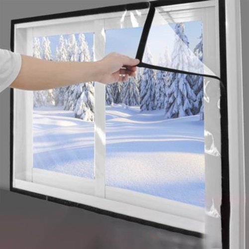 Diceymbol Winter Window Windproof Leakage Windscreen Thickened Transparent Coldproof Warm Film Windproof Windproof Windproof Frostproof Curtains Thickened Transparent Cold Proof Warming Film