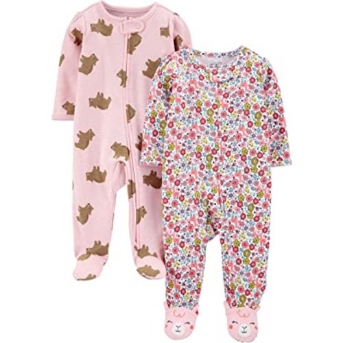 Simple Joys by Carter's Baby Girls' Cotton Footed Sleep and Play, Pack of 2
