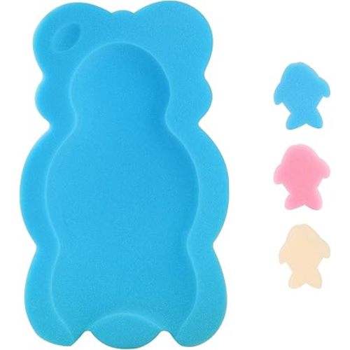 Baby Bath Cushion Infant Sponge Mat, Toddler & Newborn Bath Pad - Blue