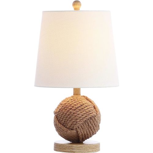 JONATHAN Y JYL6500A Monkey Fist 18" Rope Ball LED Table Lamp Coastal Cottage Industrial Bedside Desk Nightstand Lamp for Bedroom Living Room Office College Bookcase LED Bulb Included, Natural