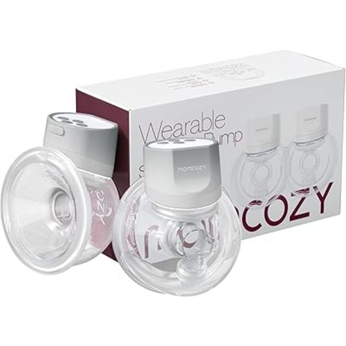 Momcozy Hands-Free Breast Pump S12 Pro, Wearable & Portable Pump with Soft DoubleFit Flange, 3 Modes | 9 Levels Double Electric Pump, Smart Display, 24mm, 2 Pack, Cozy Grey