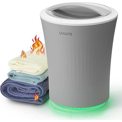 Lagute iSnug Towel Warmer for Bathroom, with 3-Level Timer, Warning Alarm RGB Light, Auto Shut-Off, 5.3 Gal Heating Bucket for Bathrobe, Blanket, Gray