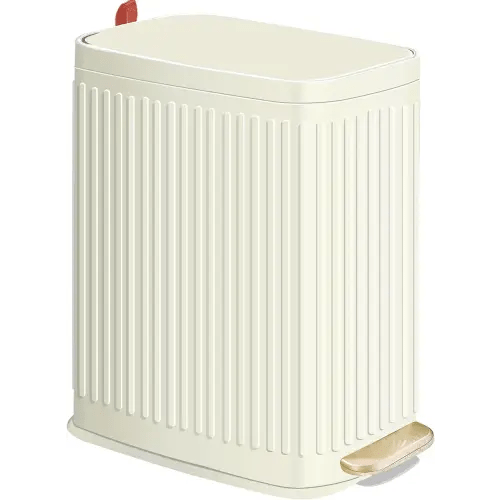 Small Bathroom Trash Can with Air Freshener Soft Close Lid, 6 Liter/ 1.6 Gallon Stainless Steel Garbage Can with Removable Inner Bucket,Step Pedal, Slim Wastebasket for Bedroom, Toilet (Ivory White)
