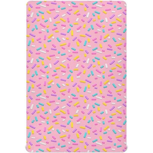 Fitted Crib Sheets Colorful Pink Donut Stretchy Portable Playard Sheets for Baby Toddler, Breathable Soft Mini Crib Mattress 52 x 28 in for Boys and Girls