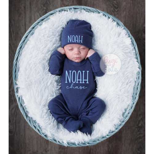Baby Boy Coming Home Outfit Baby Boy Gift Newborn Boy Outfit Personalized Newborn Boy Outfit Newborn Gift Blue