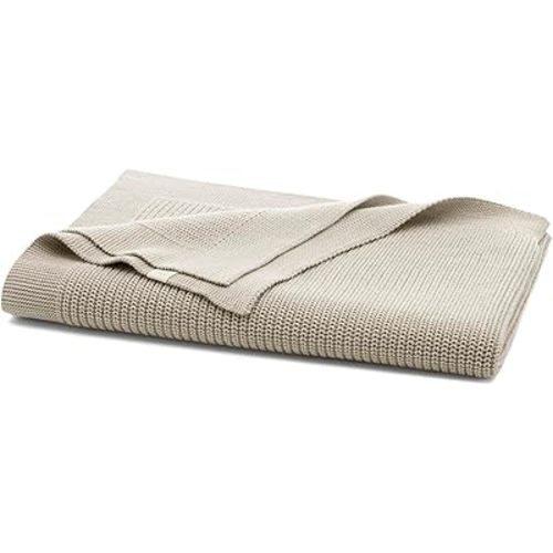 BOLL & BRANCH Ribbed Knit Baby Blanket - Heathered Oatmeal - Toxin-Free 100% Organic Cotton - Machine Washable - Soft, Breathable - 30” x 40”
